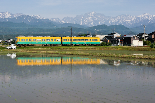 かわいらしい色の富山地方鉄道