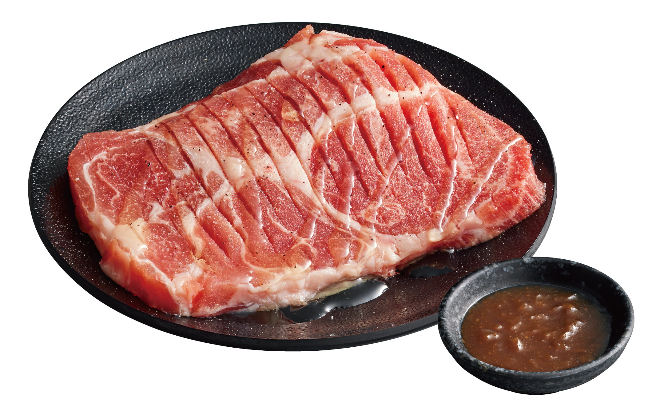 トリュフソースで食べる 豚肩ロースステーキ