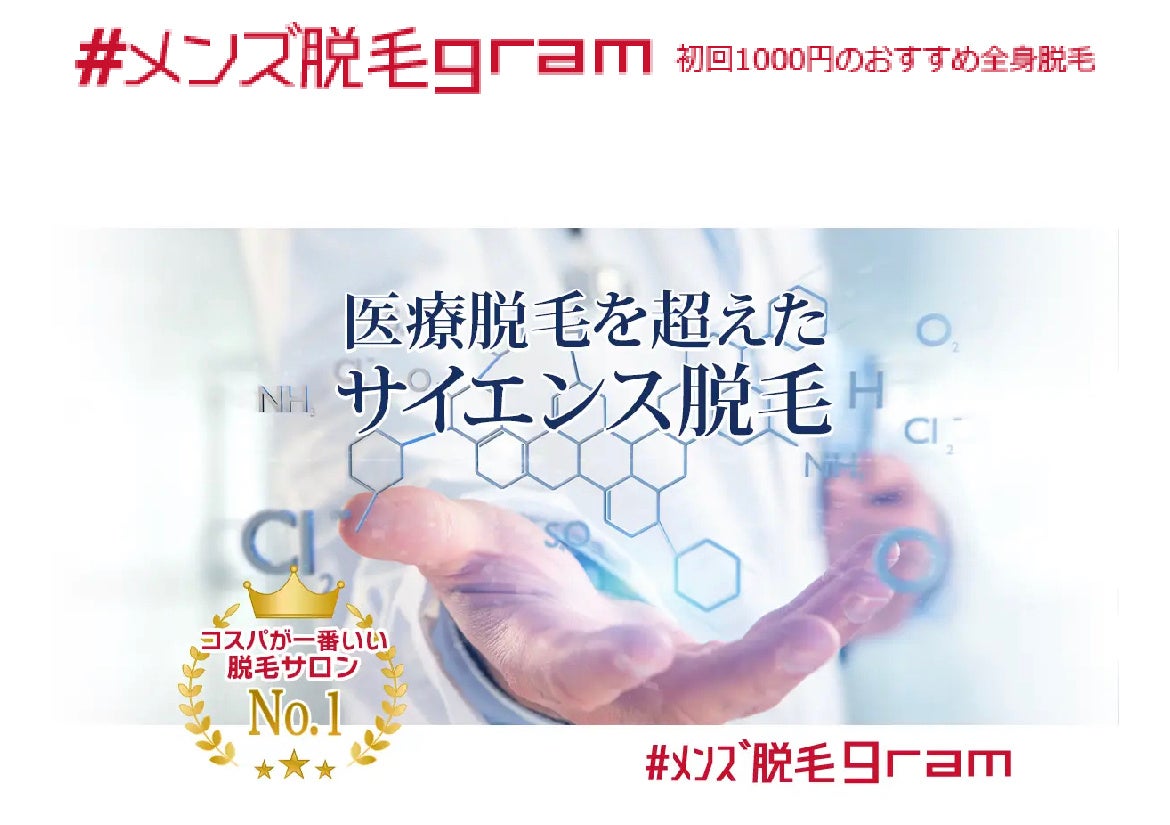 初回1000円で話題のメンズ脱毛『メンズ脱毛gram』が東京都、群馬県の脱毛をご利用の男性にアンケート！！人気脱毛部位ランキングを調査！！