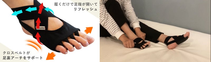 朝10分の履くだけ1日スッキリ対策！!朝の支度中に履くだけで、指を開いて美しい姿勢をサポート！