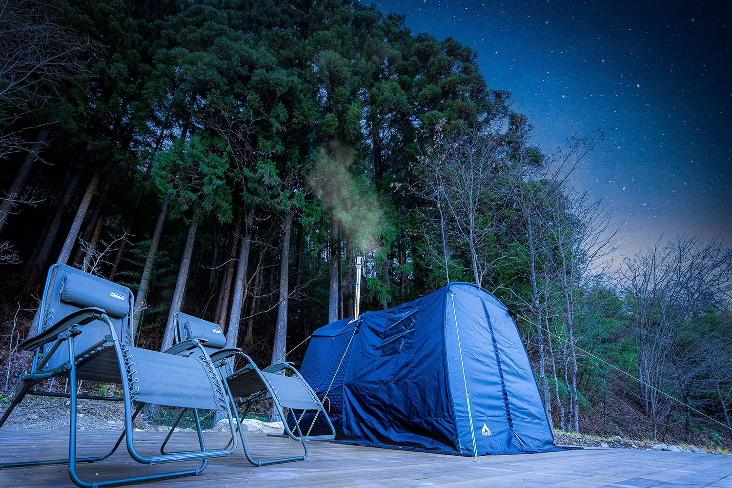 《日本一の星空で”ととのう”！》長野県・阿智村の大人気グランピング施設「mökki」に極上の癒し体験を楽しむテントサウナ登場