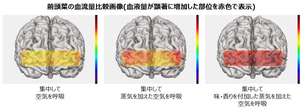 ＜呼吸に注意を集中することによるモードコントロール効果の検証試験結果＞味・香りを加えた蒸気を呼吸して脳を活性化　　　　　　　　　　　　　　　　　　　　　　　　　　