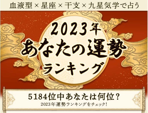 「2023年運勢ランキング｜完全無料◆あなたは何位？生年月日＆血液型で分かる運勢を発表」を「無料占い＆恋愛コラムサイト『みのり』」で提供開始