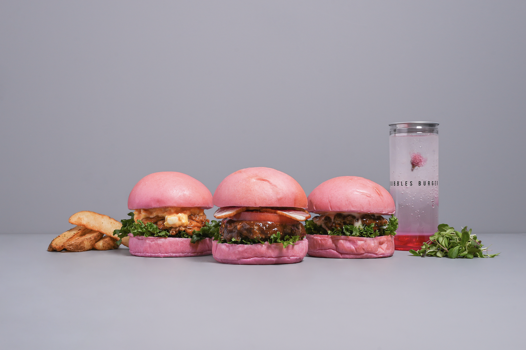 お花見シーズン到来！植物由来のカラフルバンズが話題の「BUBBLES BURGER(バブルスバーガー)」にて、”桜尽くし”の限定メニューが2023年3月16日(木)より期間限定でスタート！