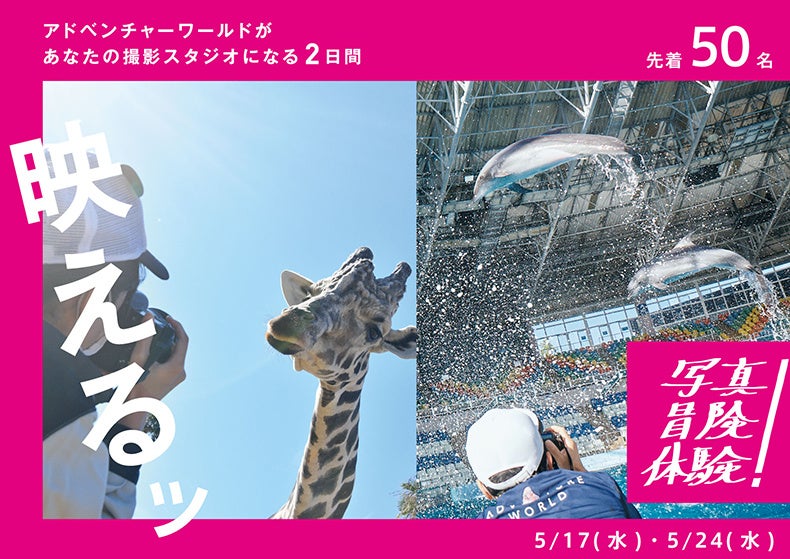 『写真！冒険！体験！アドベンチャーワールド』プロジェクト☆休園日のパークが、あなたの撮影スタジオになる２日間！ ２０２３年５月１７日（水）・５月２４日（水）