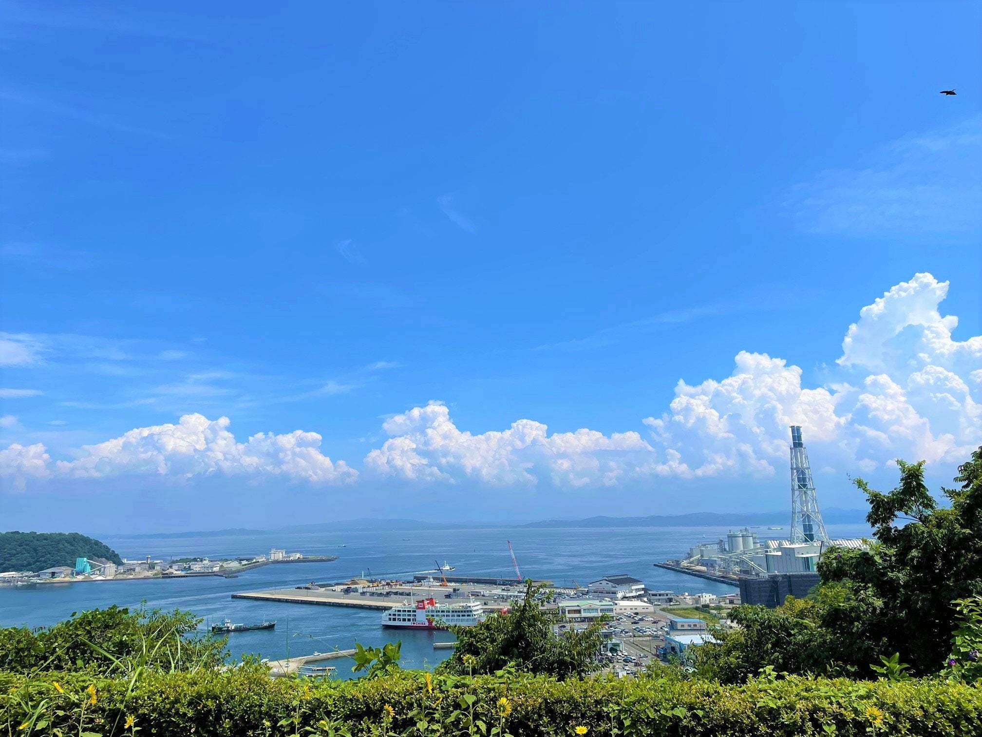 浦賀水道や、対岸の房総半島まで一望できる絶景