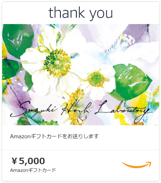 Amazonギフト券（鈴木ハーブ研究所オリジナルデザイン） 5,000円分