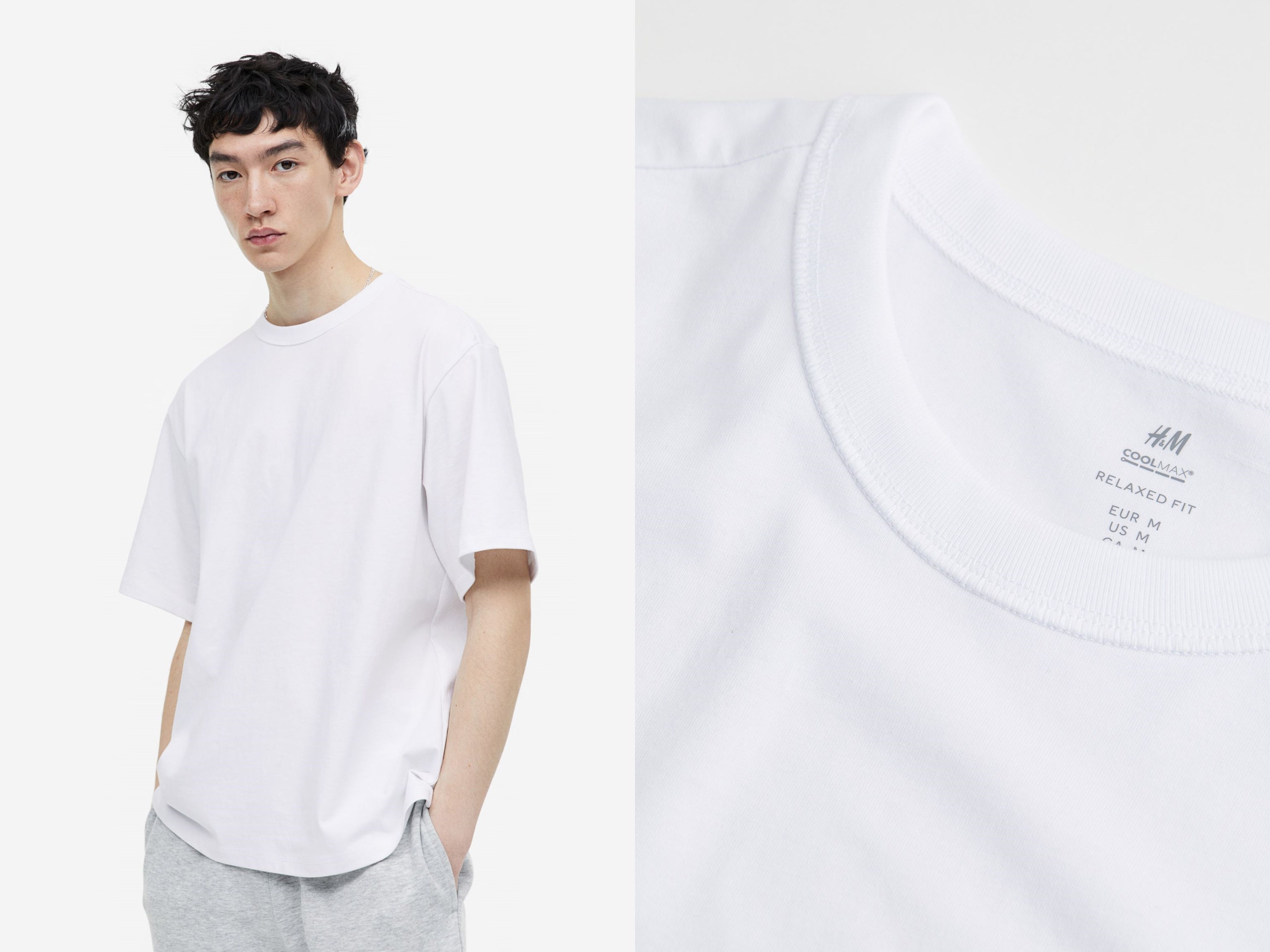 H&M 2023年最新メンズウェア ベーシックアイテム 「COOLMAX®（クールマックス）」 リラックスフィットTシャツ ¥1,799