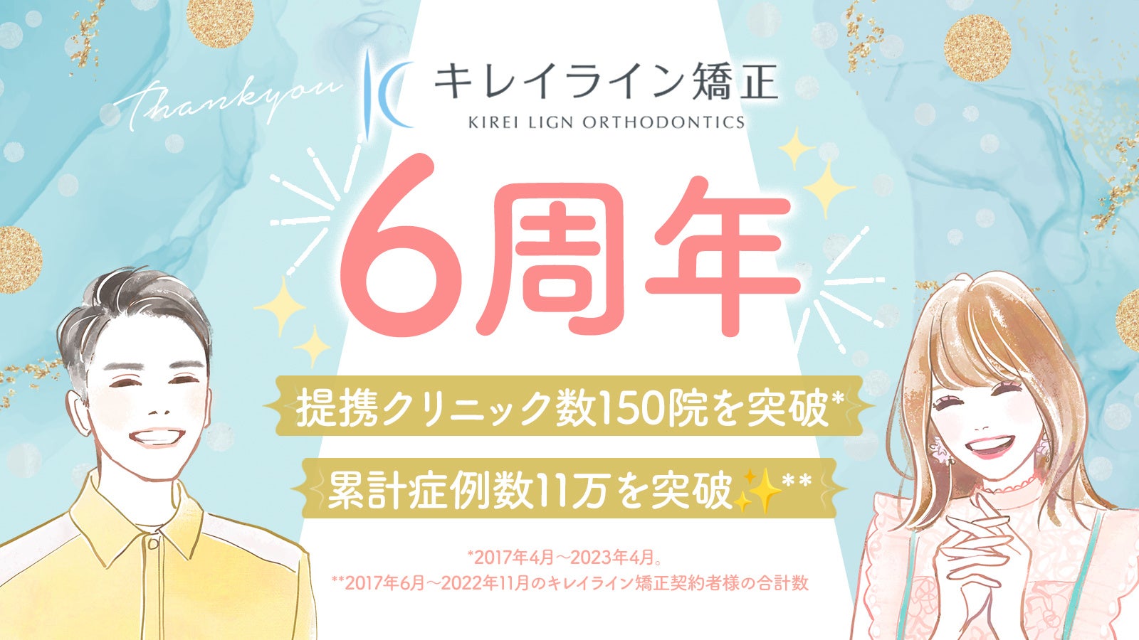 提供開始より6周年を迎えたキレイライン矯正、累計症例数11万・提携クリニック数150院を突破