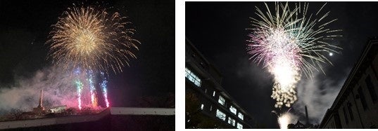 市川三郷町の「神明の花火」とのコラボ花火