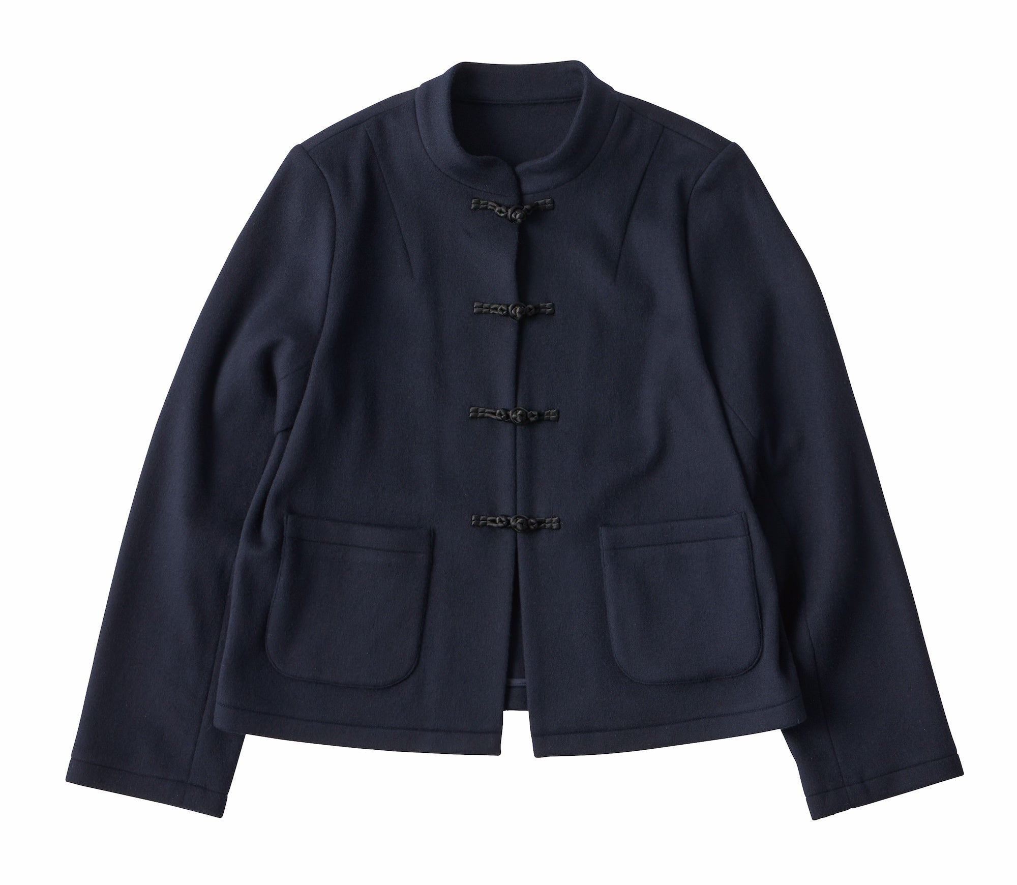 CASHMERE LADIES’ CHINESE JACKET（BABY CASH）　／COLOR：NAVY／SIZE：1,2／¥155,100