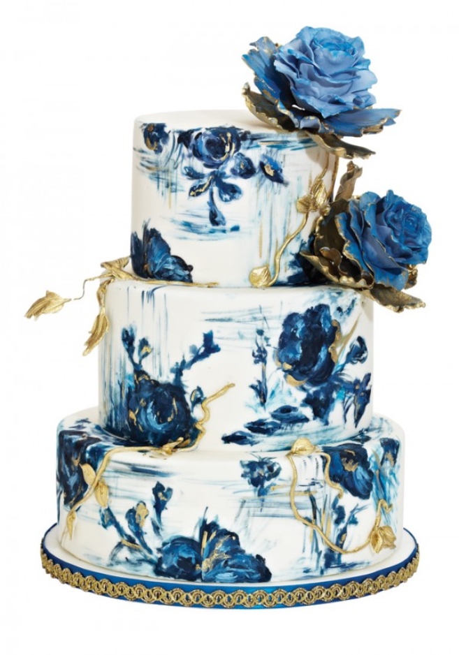 handpainted-wedding-cake-blue-and-gold