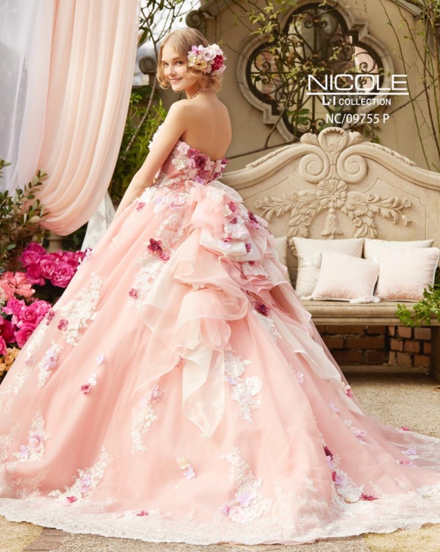 一度のみ着用】Nicole＋Felicia ピンクカラードレス