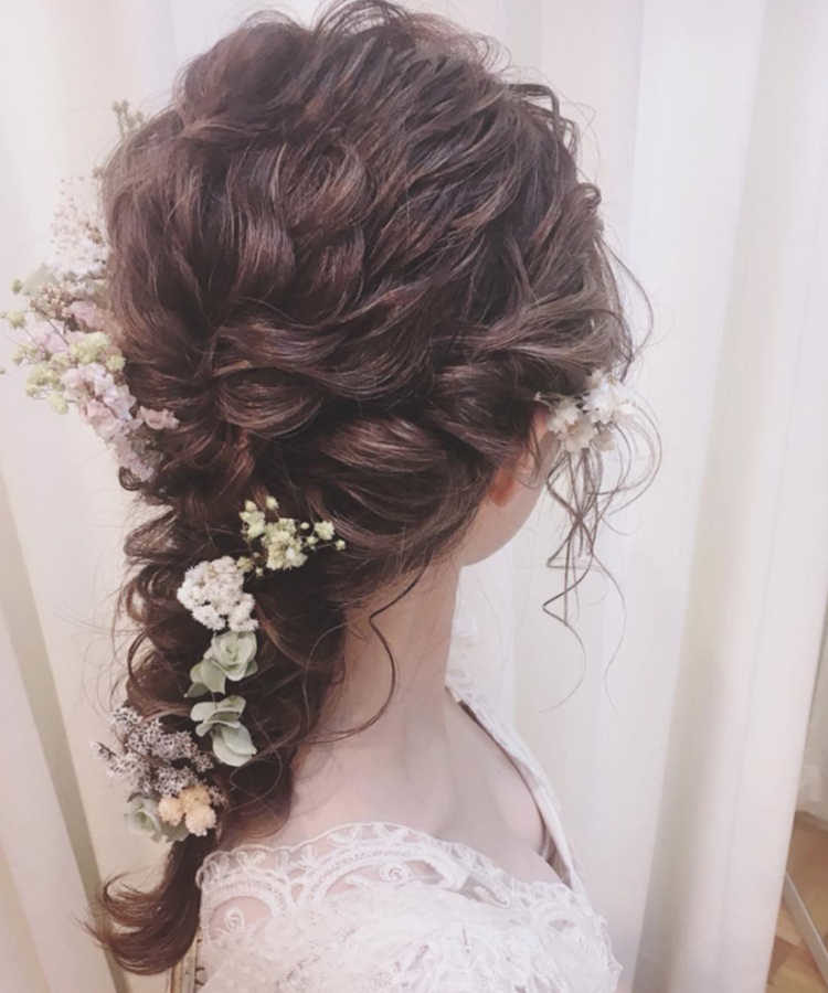 花嫁 髪型 編みおろし