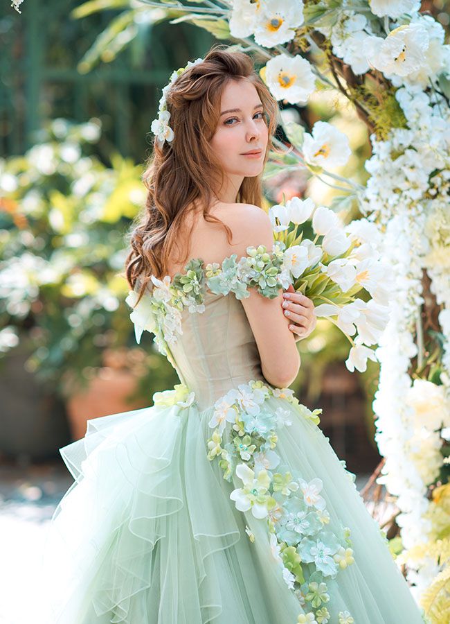 結婚式カラードレス ミントグリーン ウェディングドレス-silversky