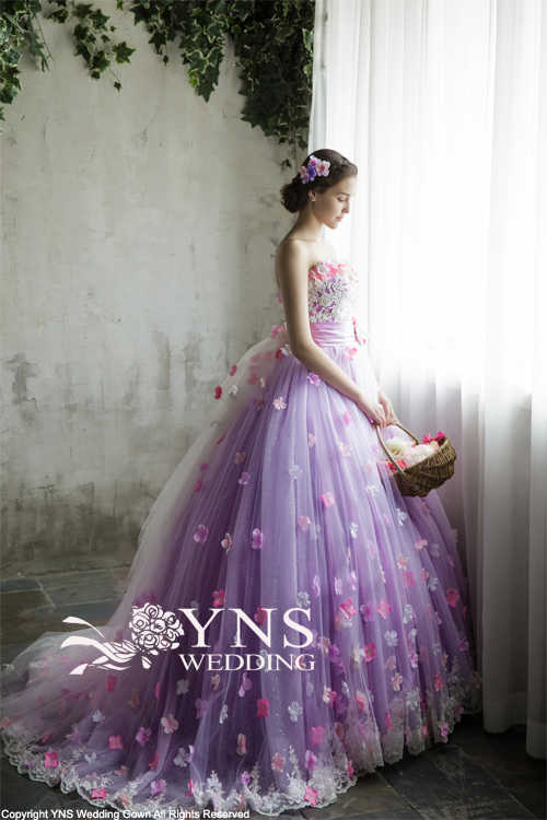 ウェディングドレス美品　ピンクカラードレス　ウエディング  前撮り　ラプンツェル