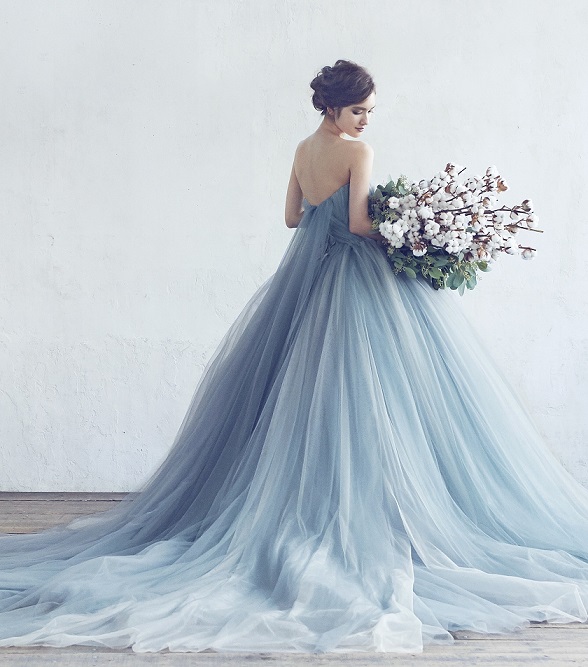 カラードレス ブルーグレー くすみブルー ブルー 結婚式 ソフィアカラードレス