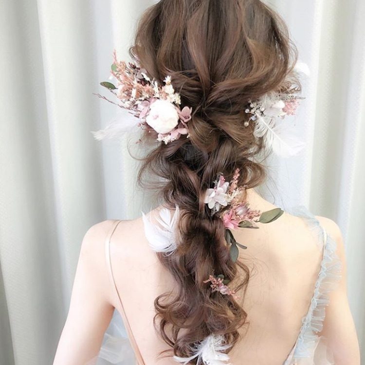 花嫁 髪型 編みおろし