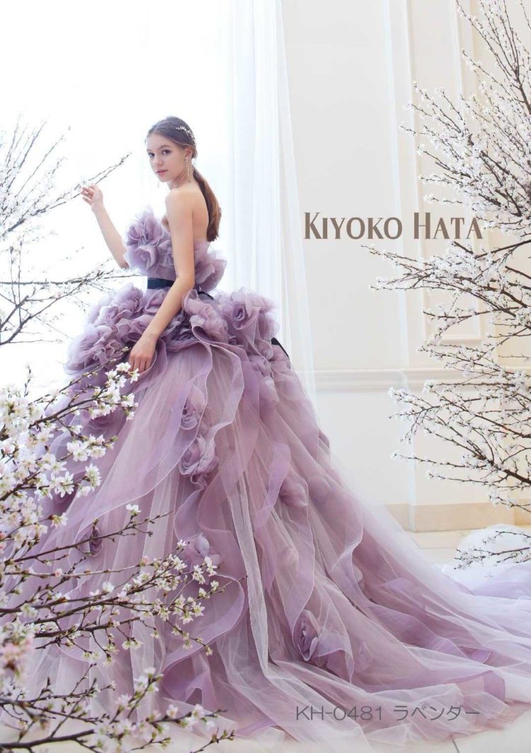 ラベンダー フラワーモチーフ ドレスセット KIYOKO HATA2020新作ドレス | DRESSY【公式】ウェディングドレス