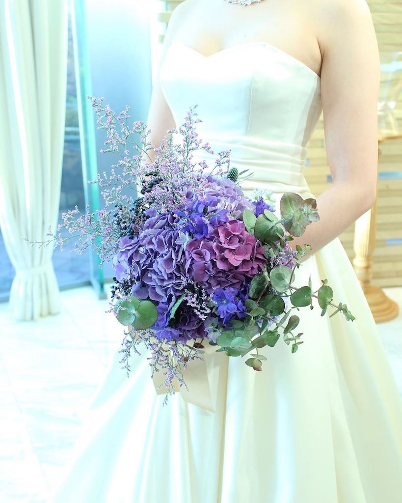 格安販売の ドライフラワー風アジサイ 紫陽花 ウェディングブーケl 結婚式 前撮りに ウェディング Www Indiashopps Com