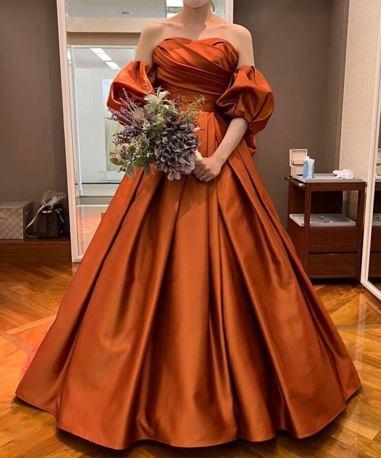 ウェディング テラコッタドレス オレンジドレス-