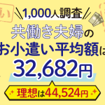 共働き夫婦のお小遣いは夫婦平均で32,682円！夫婦別では夫34,503円、妻28,820円で差あり