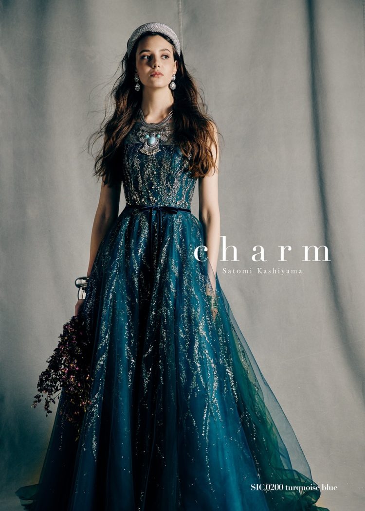 Charm ネイビー　シルバー　結婚式　ウェディング　カラードレス　2way Charm ネイビーシルバー結婚式ウェディングカラードレス2way