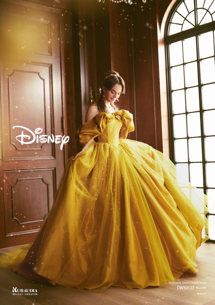 極美品✨Disney ディズニー 美女と野獣 ベル ドレス 100 イエロー 極美品✨Disney ディズニー 美女と野獣 ベル ドレス 100