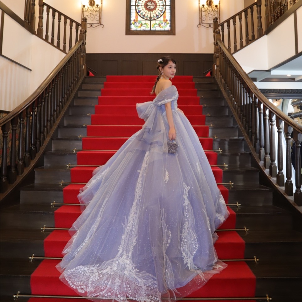 桂由美　アルファブランカ　パープル　ウェディングドレス　dress 発表会 桂由美アルファブランカパープルウェディングドレスdress 発表会