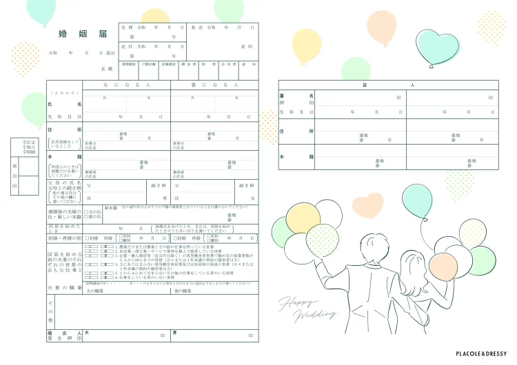 オリジナル婚姻届　バルーンリリースデザイン