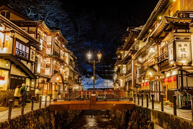 銀山温泉 夜景 千と千尋 モデル地